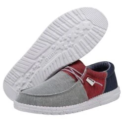 Heydude Hey Dude Men's Wally Sox Tri Fans- Red White Blue -Heydude Shop 112560233 WALLY SOX TRI FANS RED WHITE BLUE LEFT 3 32769