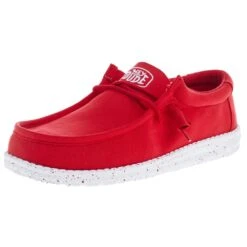Heydude Men's Hey Dude Wally Slub Red Canvas Casual Shoe