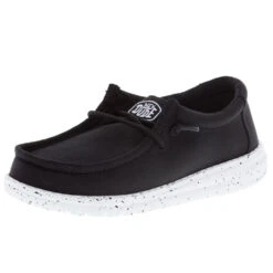 Heydude Youth Hey Dude Wally Slub Black Canvas Casual Shoe