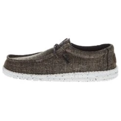 Heydude Men's Hey Dude Wally E Dark Brown Linen Casual Shoe -Heydude Shop 40005 2BQ 03