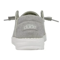 Heydude Hey Dude Youth Wendy Chambray Braid Grey Shoe -Heydude Shop girls hey dude wendy chambray slip on sneaker 130123327 grey back 13488.1652906092
