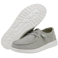 Heydude Hey Dude Youth Wendy Chambray Braid Grey Shoe -Heydude Shop girls hey dude wendy chambray slip on sneaker 130123327 grey bottom top 70625.1652906091
