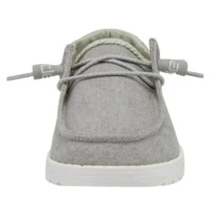 Heydude Hey Dude Youth Wendy Chambray Braid Grey Shoe -Heydude Shop girls hey dude wendy chambray slip on sneaker 130123327 grey front 25818.1652906092